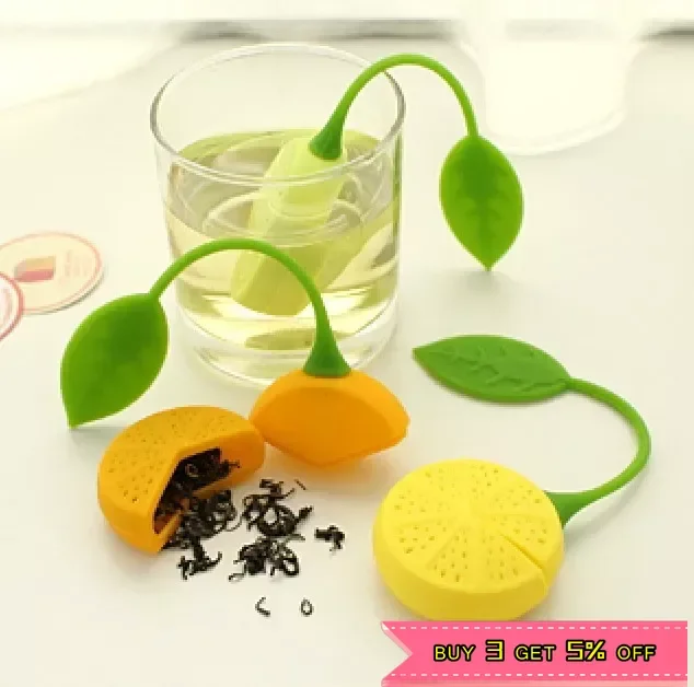 BargainHarbor Tea Strainer Silicone Strawberry Lemon Design Loose Tea Leaf Strainer Bag Herbal Spice Infuser Filter Tools