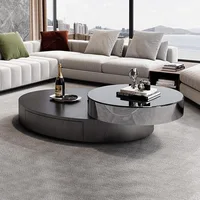 Tables basses de luxe italiennes moderne haut de gamme en acier inoxydable Table basse centrale ovale en verre meubles de maison Escritorios FYCT 1