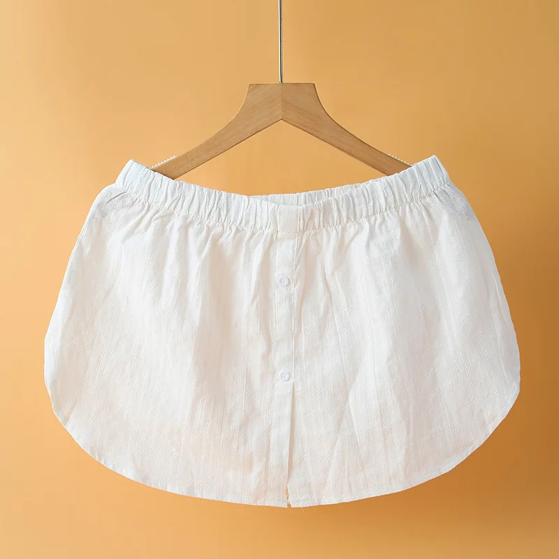 

Fake Shirt Tail Irregular Skirt Women Blouse Tail Hem Soft Cotton Detachable Underskirt Girls White Button Mini Skirt