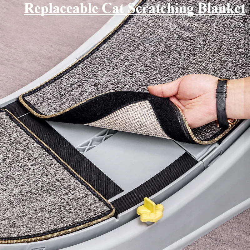 Cat exercise wheel treadmill with locking mechanism and removable carpeted runway
