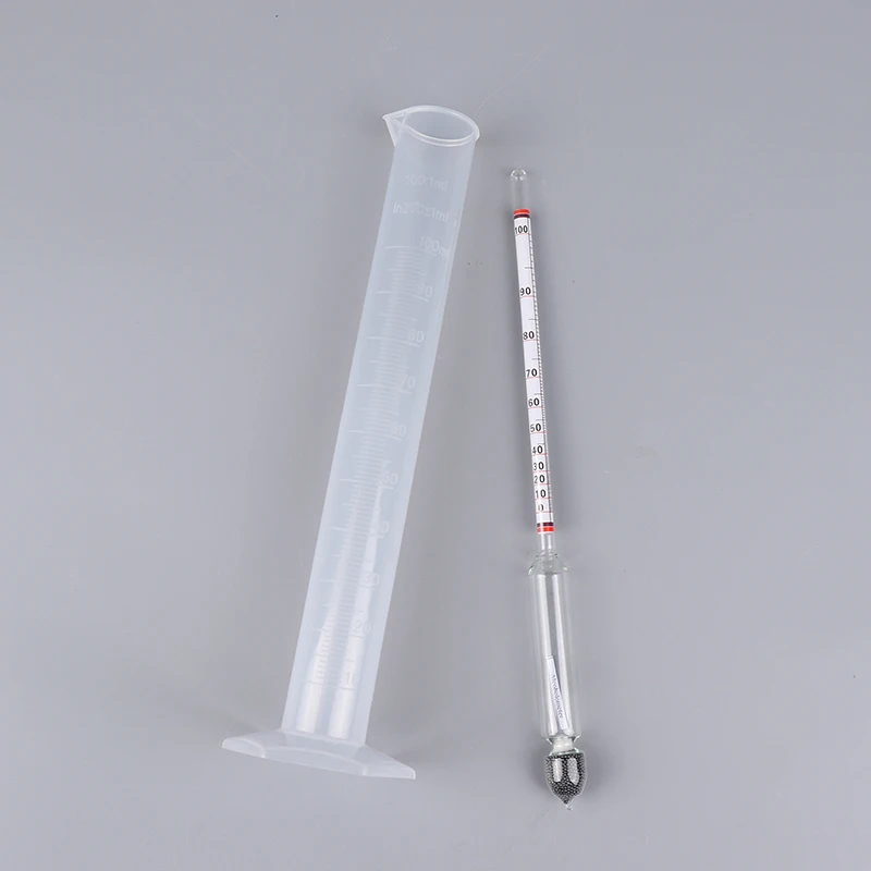 Hydrometer Tester Measuring Bottle Set Tools Alcoholmeter Wine Concentration Meter 0-100 1Set alcohol meter