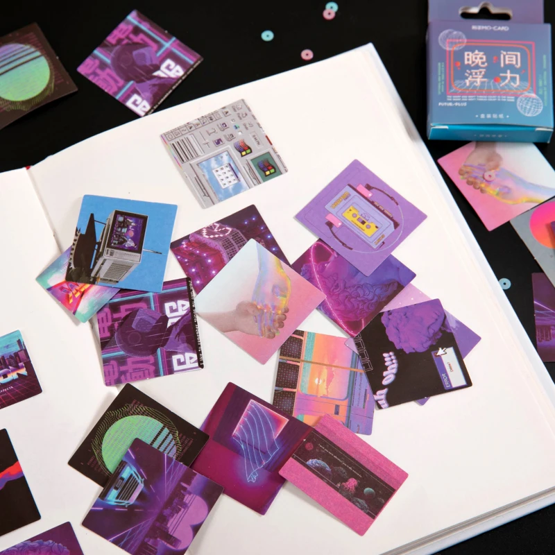 상자당 46매 박스형 스티커 학생용 문구 스티커 다이어리 장식 스티커 DIY 핸드메이드 콜라주