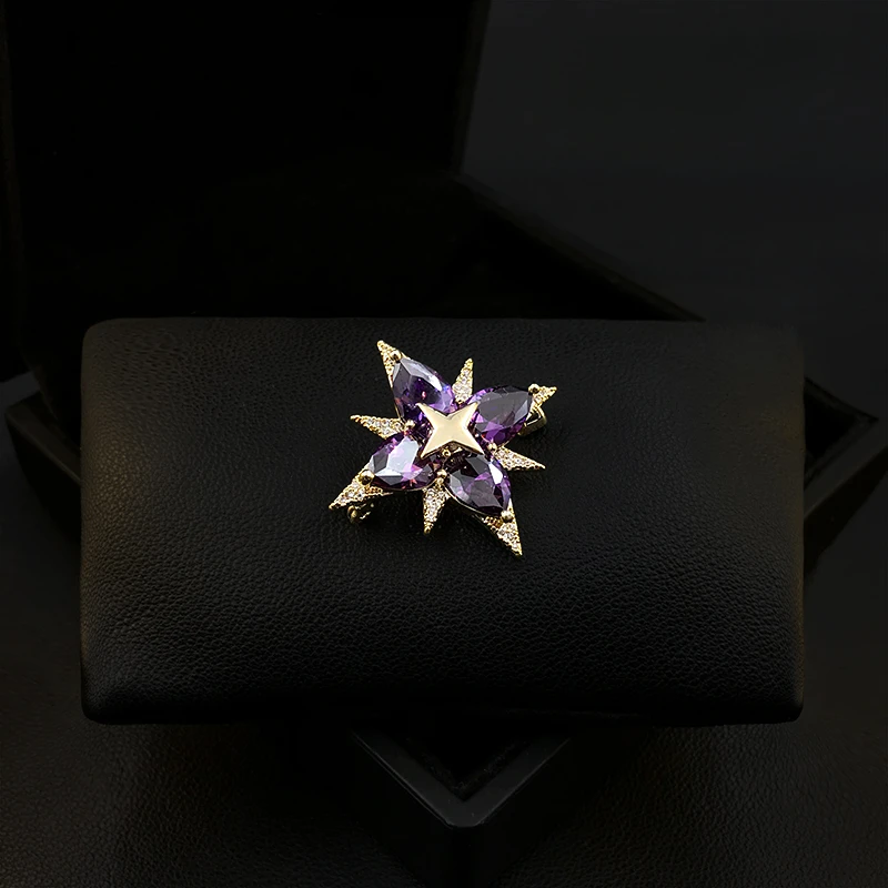 Brooch Asterism Pin Women's Luxury Sexy Jewelry Shiny Suit Accessories Fixed Decoration Anti-Exposure Neckline Buckle Gifts 5262