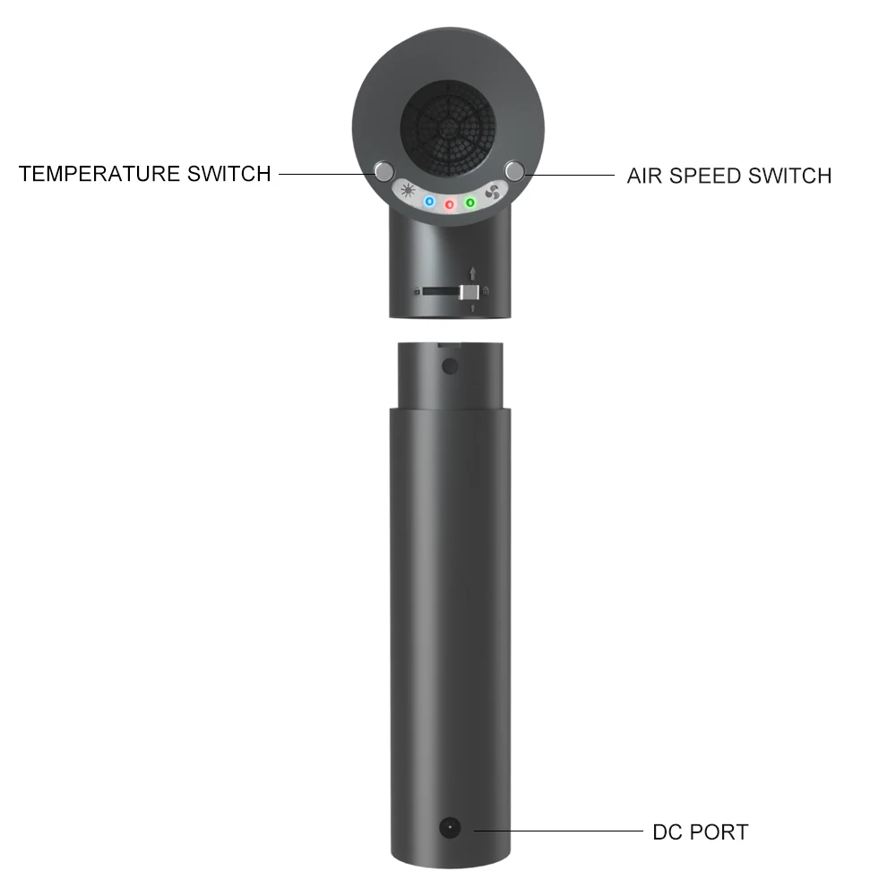 Cordless Hair Dryer Hot Wind and Natural Air Adjustment Rechargeable LED Battery Display Pet Students Baby Office Worker Use