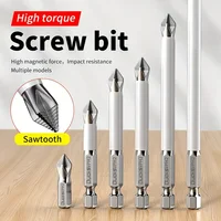 6 PCs Non-Slip Magnetic Cross Head Household Electric Driver Screw Set - High Hardness Hand Drill Bits for Electric Screwdrivers 1