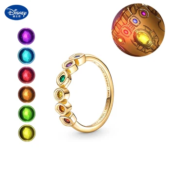 Marvel the Avengers Gold Color Marvel the Avengers Infinity Stones Ring With Crystal Thanos Superhero Jewelry Cosplay Props