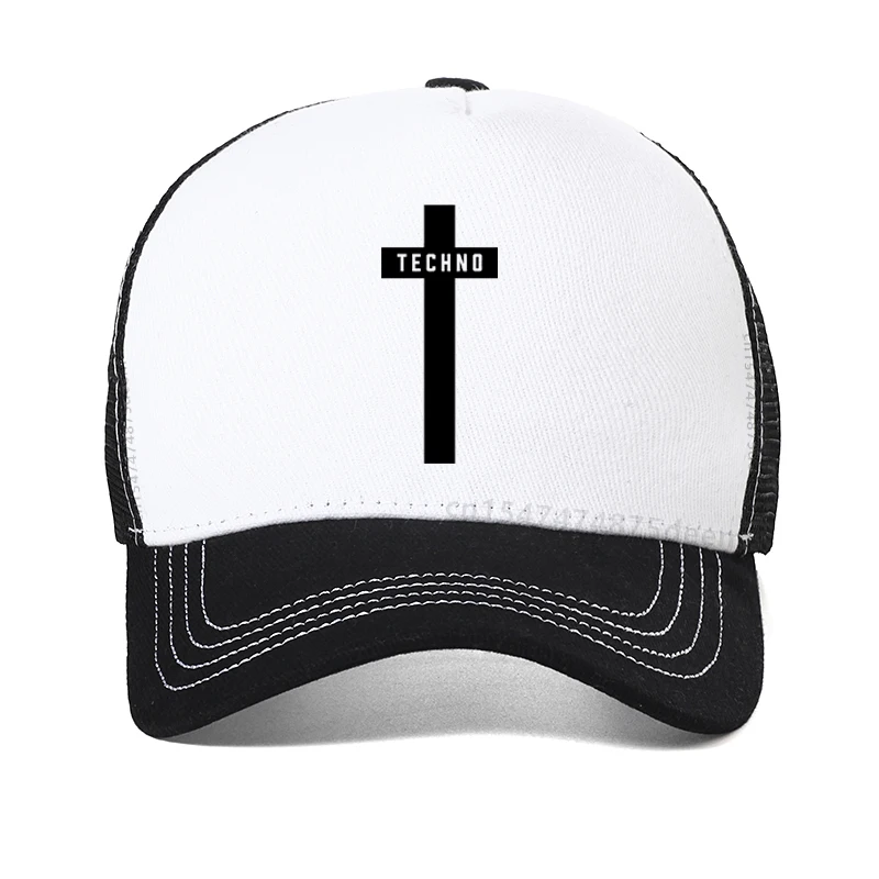 

Mens Womens Unisex Music Festival Black Detroit Dad hat Techno Cross Printed baseball cap Summer cool Mesh breathable hats Bone