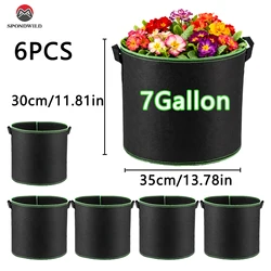 Durable Fabric Planting Bags with Reinforced Handles for Enhanced Aeration (7Gallon 6PCS)