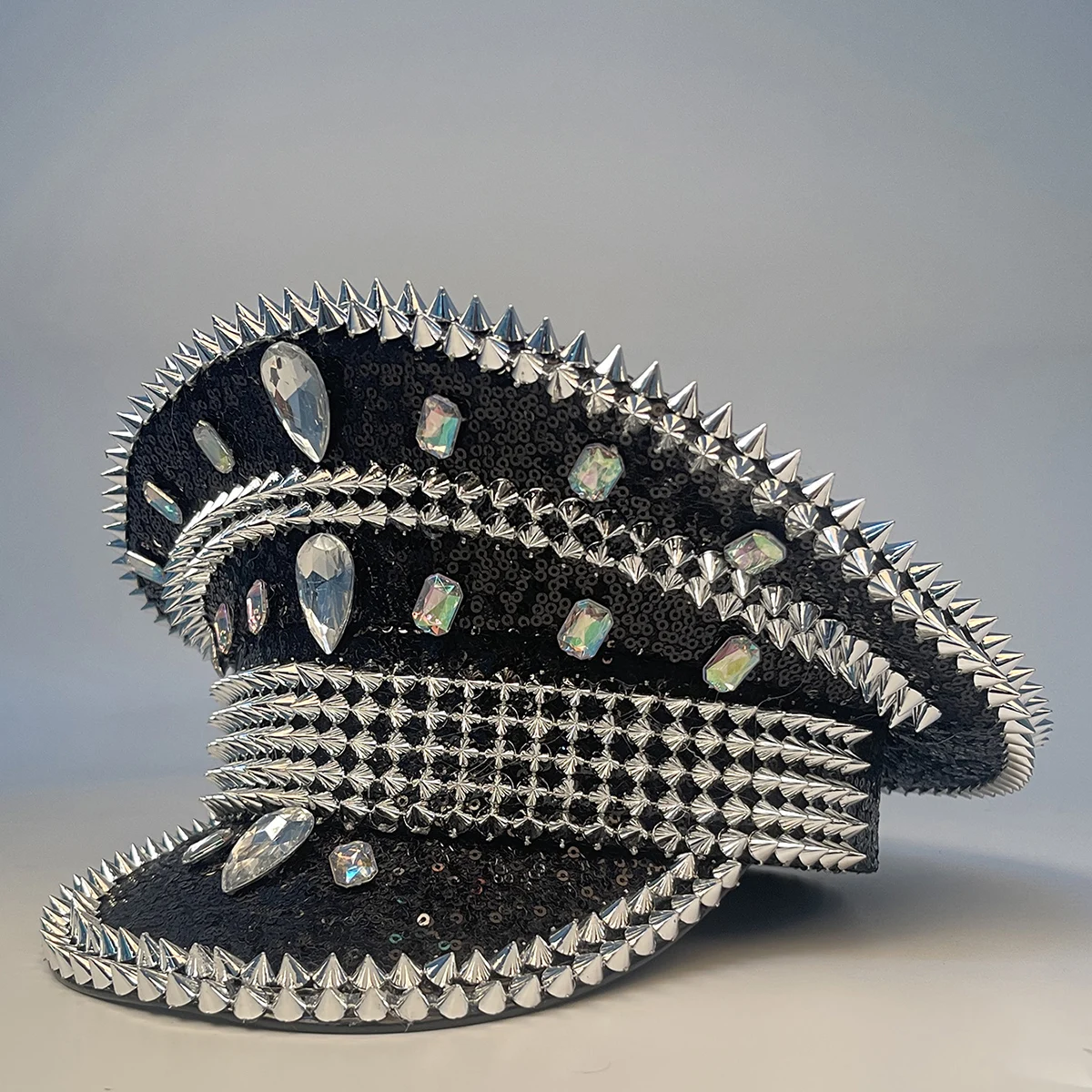 3 Color Steampunk Military Hat spike Captain Cap For Women Men Sergeant Hat Hen Do Festival Birthday Part Can Customize