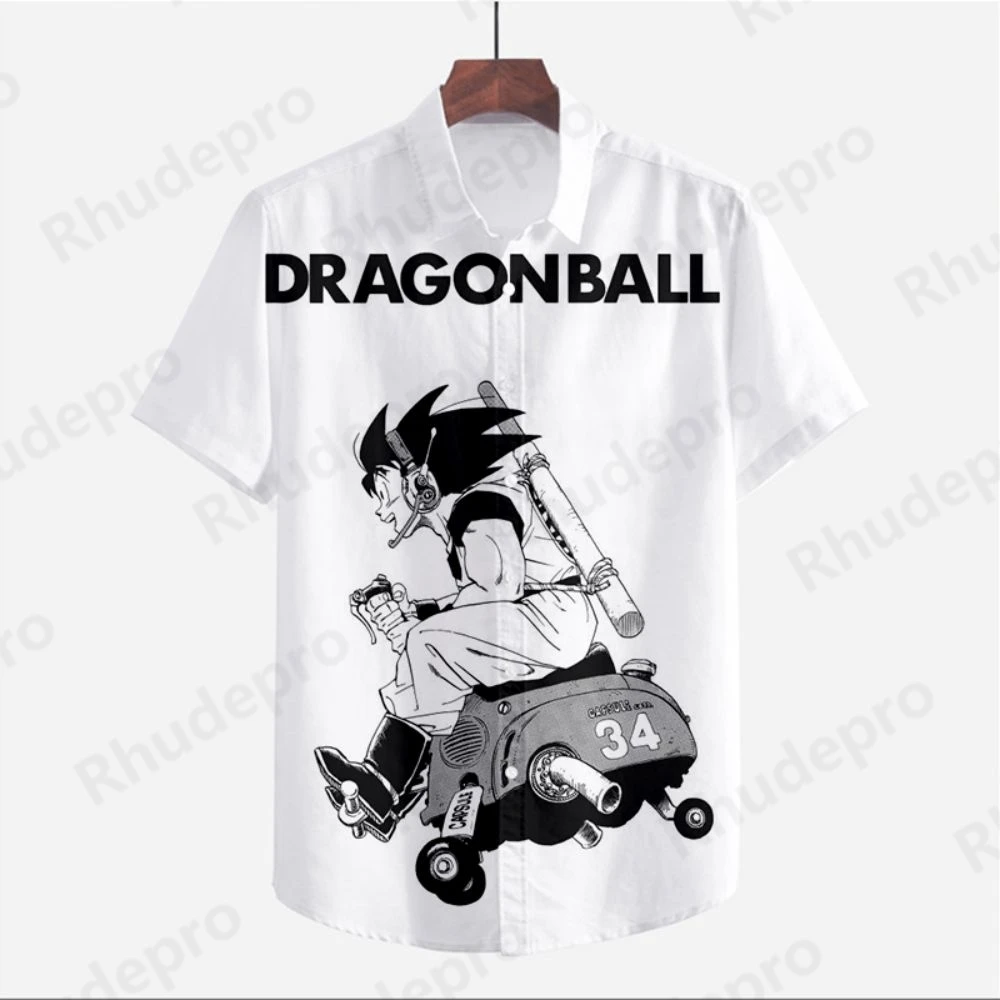 

New Goku Dragon Ball Z Men's Clothes Shirt Oversized Summer Cute Vegeta Short Sleeve High Quality Harajuku Beach Style 2024 Y2k