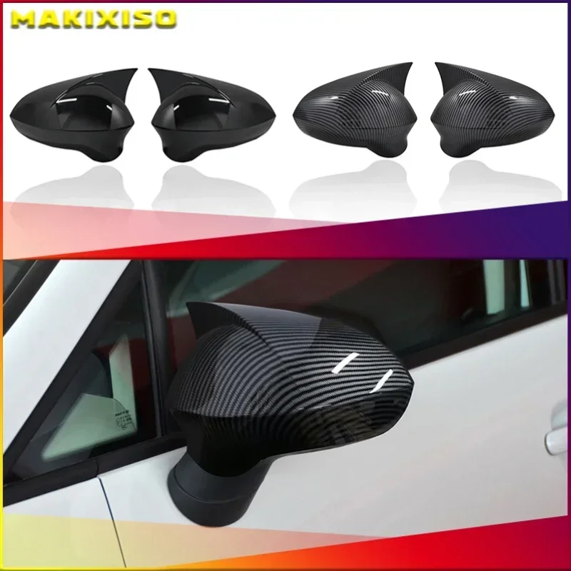 

For Seat Leon MK2 2009-2012 2 Pieces High Quality ABS Plastic Bat Style Mirror Covers Caps RearView Case Cover Piano Black