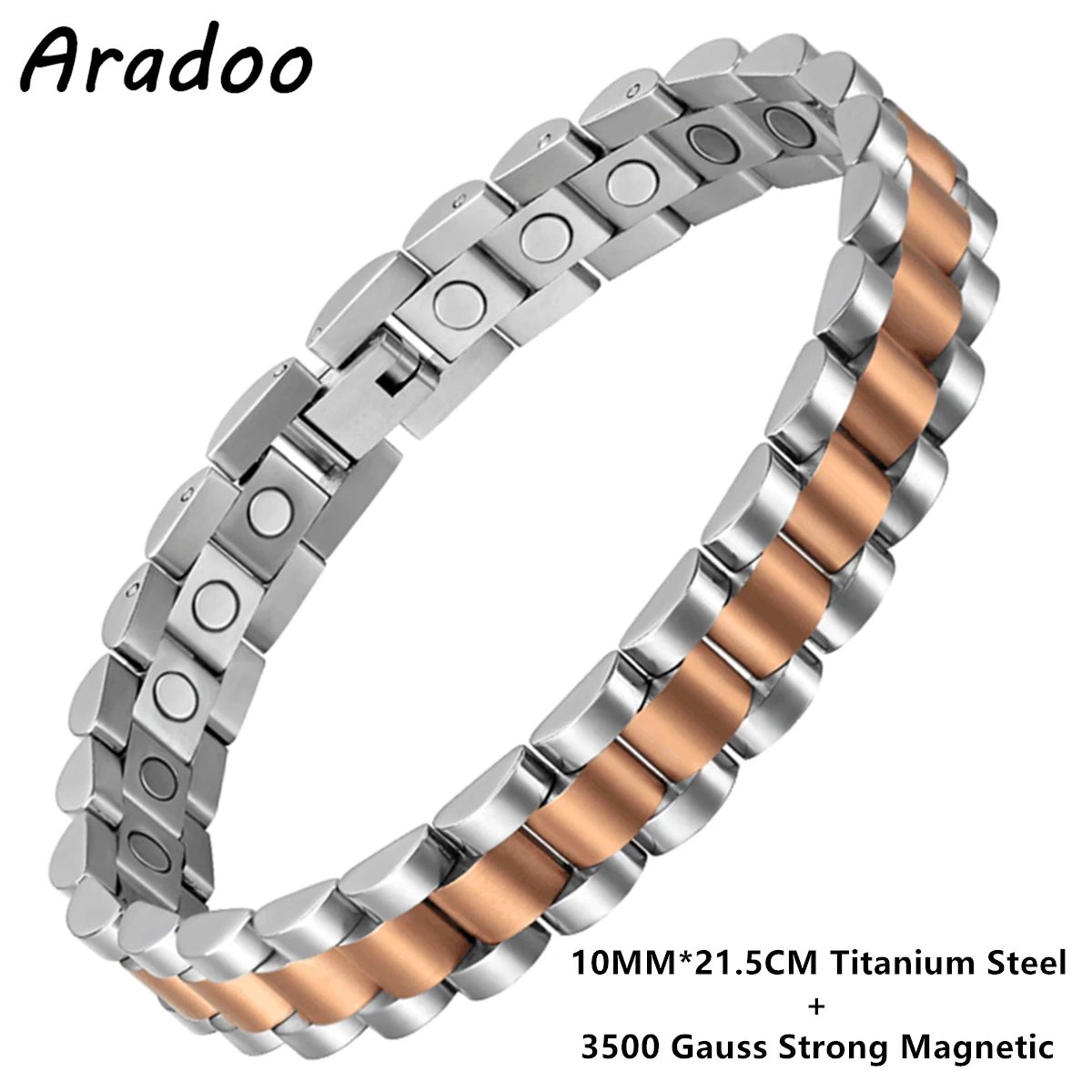 

ARADOO Titanium Steel Magnetic Therapy Bracelet Korean Stainless Steel Germanium Link Bracelets