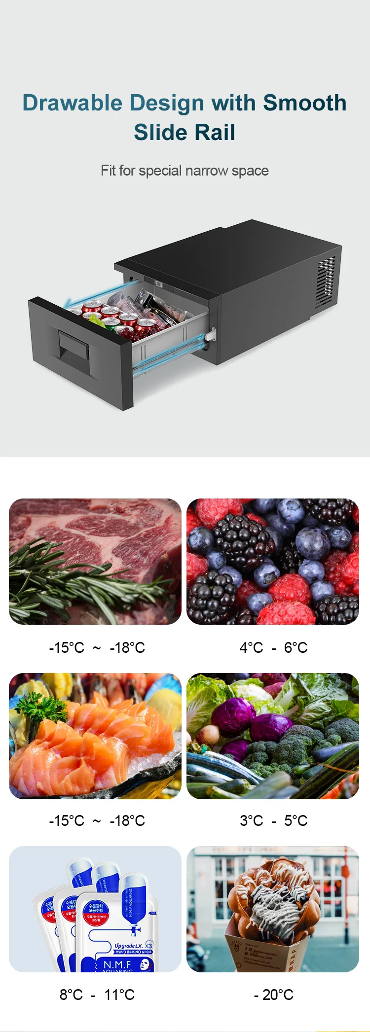 Description Picture 3 of itemAlpicool D30 RV fridge mini outdoor car truck drawer fridge 12v dc dual use cooler compressor freezer car refrigerator