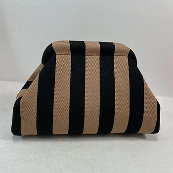 Woven Crochet Handbags for Women Summer Beach Clutch Bag Purses Knitting Dumpling Clutch Ruched Cute Cloud Casual Colorblock Bag 1