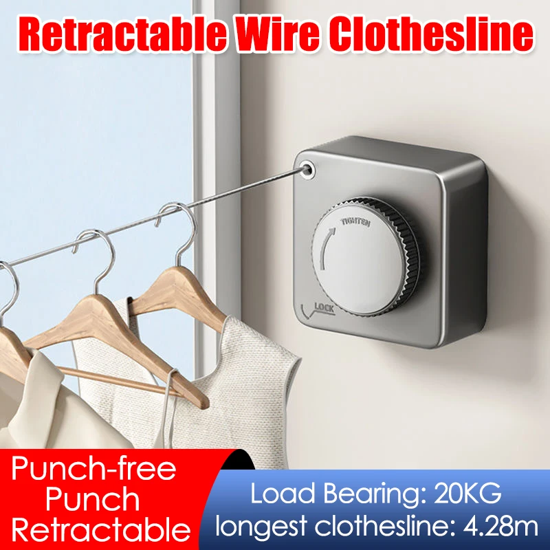 

Invisible Stainless Steel Rope Retractable Clothesline To Dry Clothes Telescopic Balcony Wire Rope Home Drying Clothes Hanger