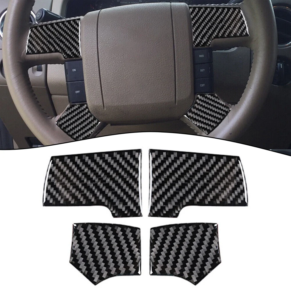 

Внутренняя отделка рулевого колеса из углеродного волокна, 4 шт., отделка для Ford F-150 FX4 2004-2008, внутренние детали рулевого колеса, декоративная ручка