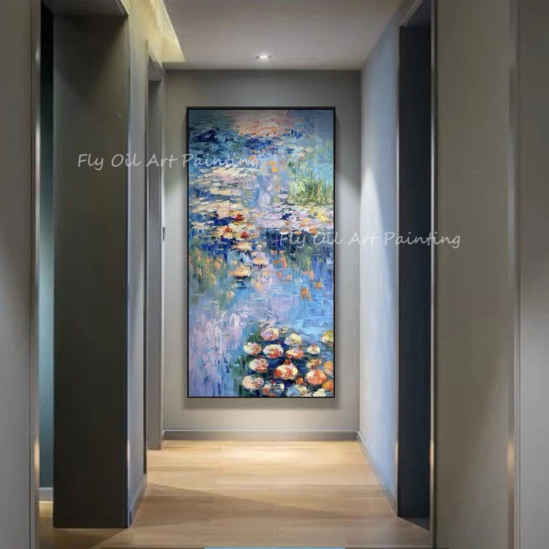 

Thick Lotus Pond 100% Hand Painted Big Size Modern Abstract Beautiful Landscape oil painting no frame art on canvas wall decor