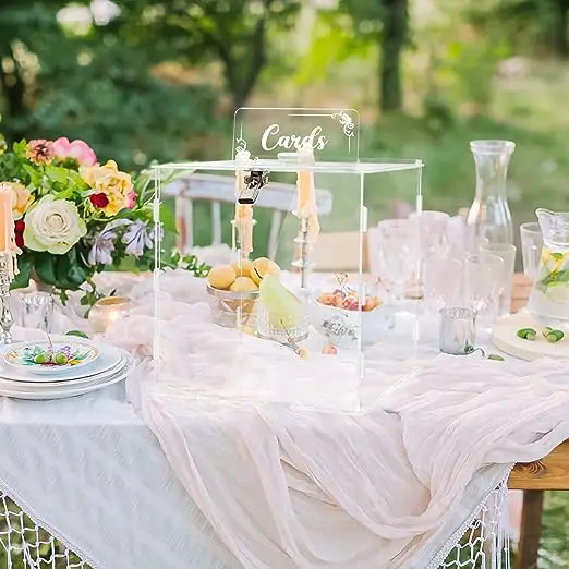 Caixa De Cartão De Casamento De Acrílico Com Fechamento, Caixa De Dinheiro Para Festa De Aniversário, Recepção Do Chuveiro De Bebê, Caixas De Envelope De Carta Clara