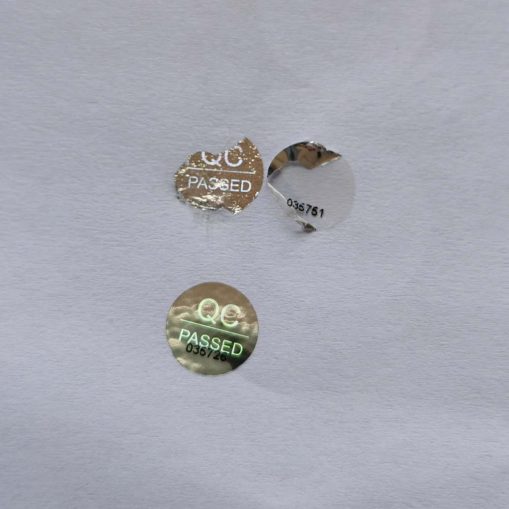 홀로그램 보안 스티커, 변조 방지 보증, QC 통과 VOID 라벨, 맞춤형 로고, 10mm x 10mm, 2000 개