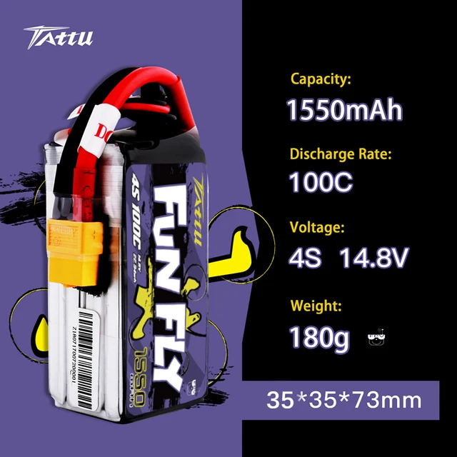 Upgrade TATTU FUNFLY 100C 4S 1550mAh 14.8V LIPO Battery For RC Helicopter Quadcopter FPV Racing Drone Parts 4S Drones BATTERY 2