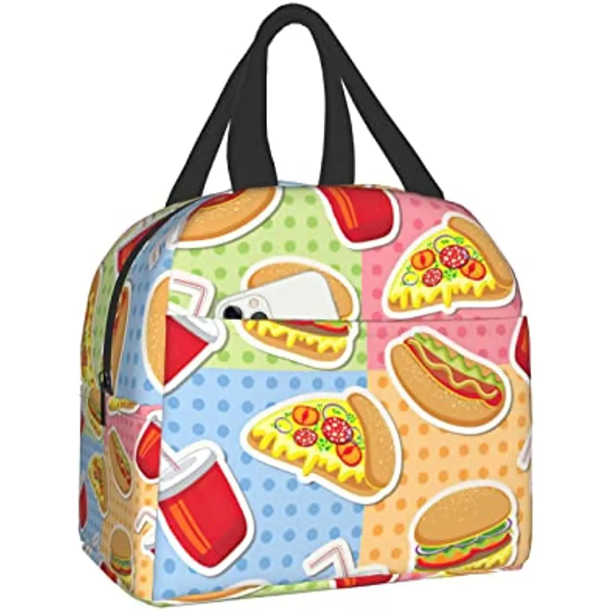 

Circle and Burger Insulated Lunch Bag Reusable Lunch Bags Work Picnic Snack Cooler Bag