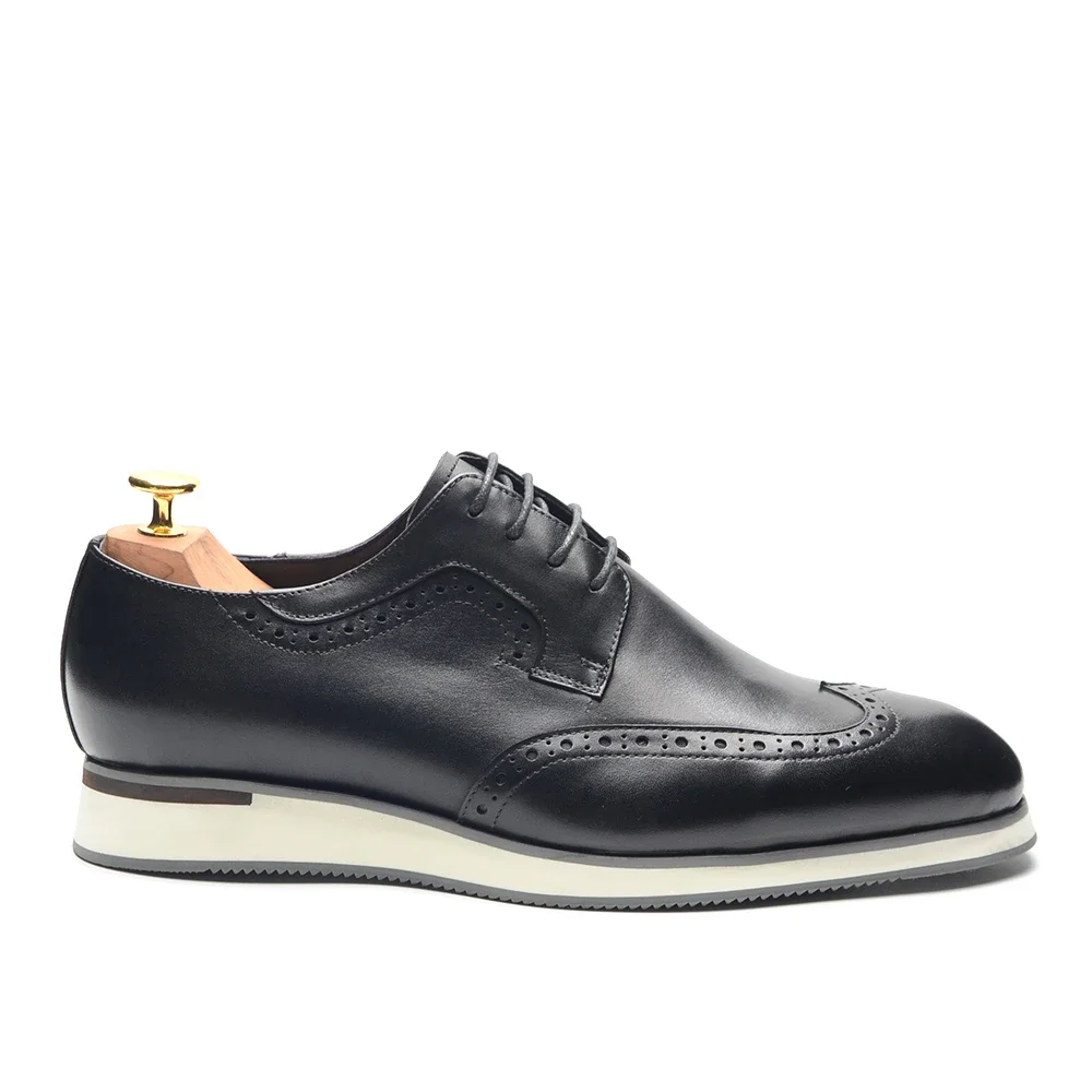 XEBOS Men's White Summer Sneakers Genuine Leather