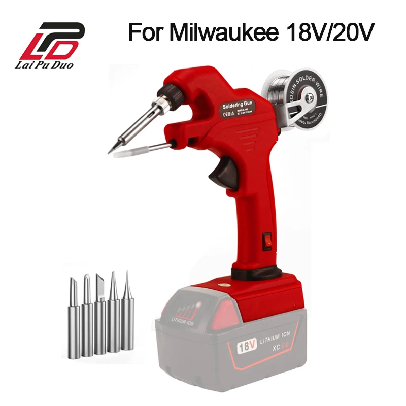 30W for Milwaukee 18V/20V Max Li-ion Battery Electric Iron with Ceramic Heater Fast Welding Tools Cordless Solder Gun