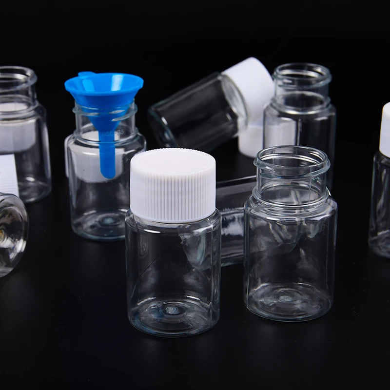 10PCS Plastic PET Clear Empty Seal Bottles Solid Powder Medicine Pill Vial Container Reagent Packing Bottle Refillable Bottle