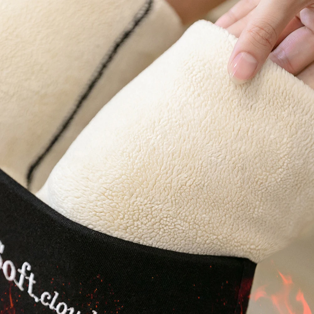 Fleece Lined Leggings Thermal Tights Thickened Fleece Lined Tights Solid Soft Clouds Leggings for Cold Weather