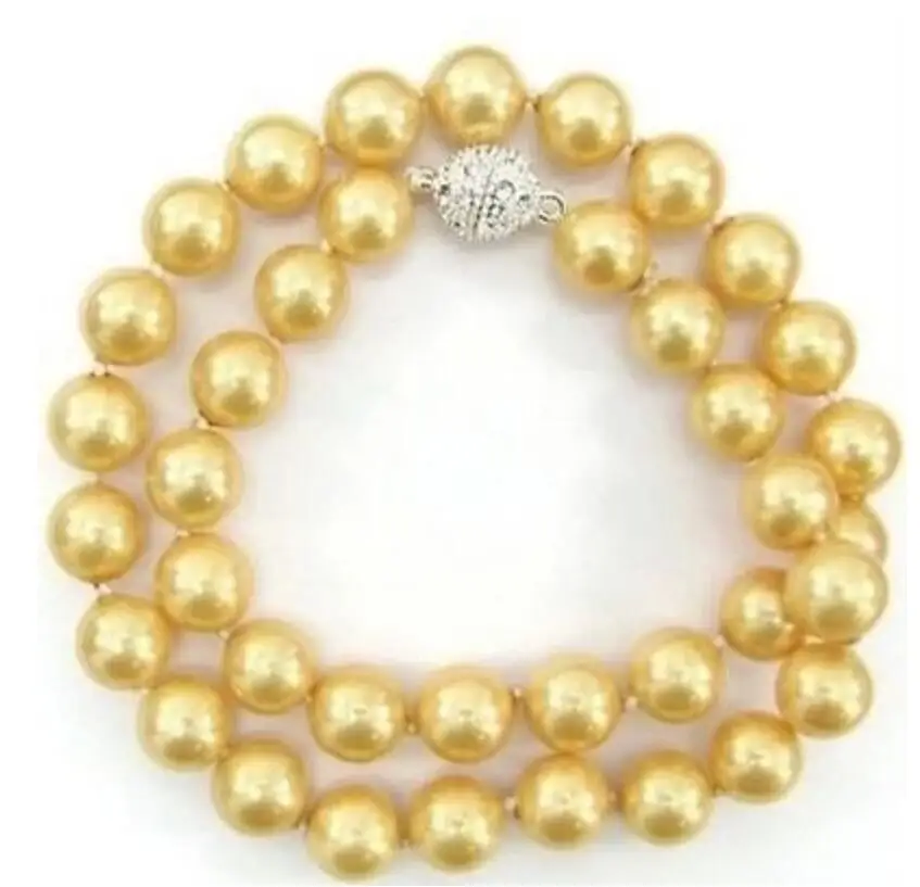 

10mm Golden South Sea Shell Pearl Necklace 18inch