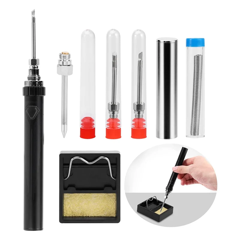 

Digital Soldering Iron Tool Set Cordless Solder Tool Adjustable Temperature Built-In 1300MAh Battery USB Charging A