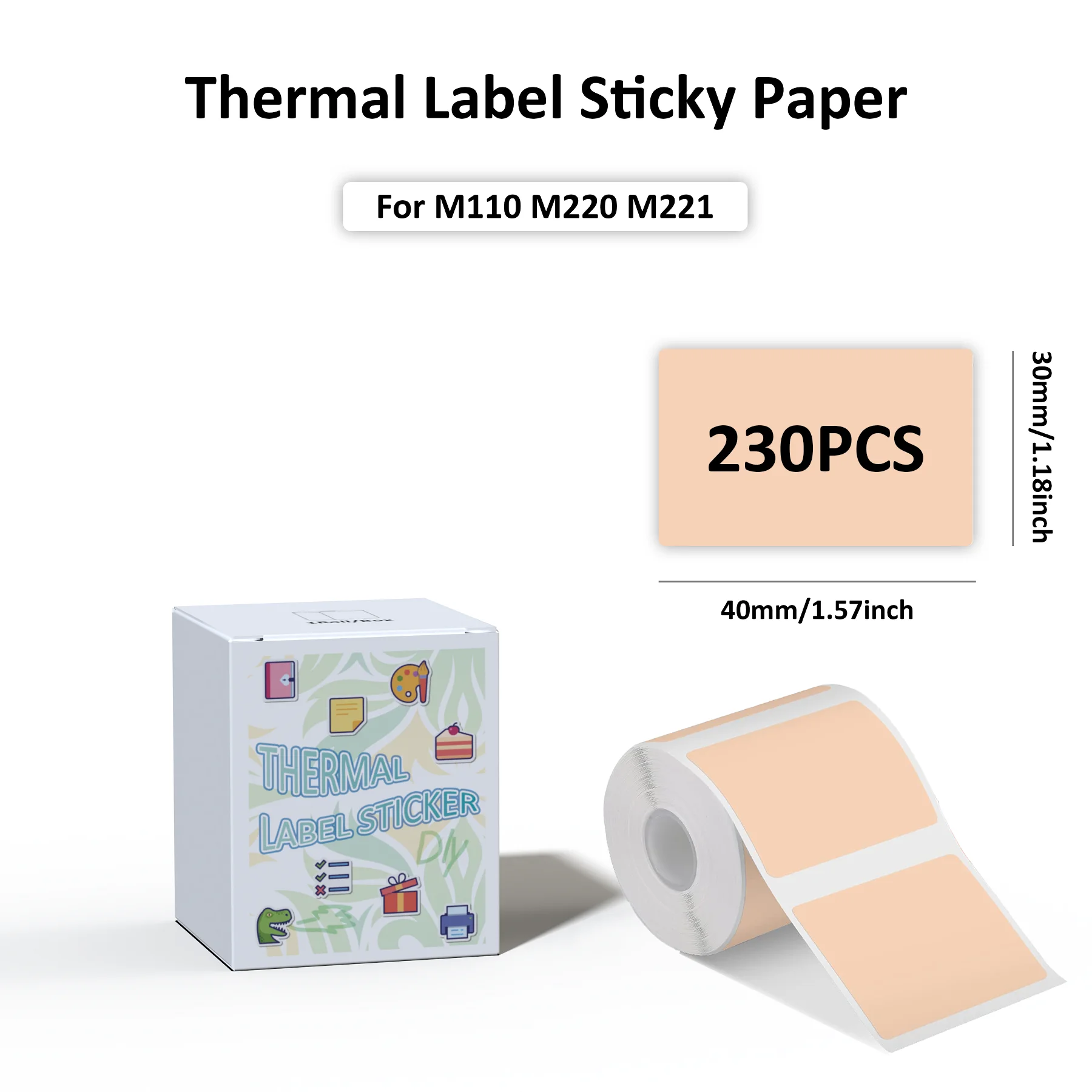 690 Stück Thermopapieraufkleber, 3 Rollen 1,57'' x 1,18'' (40 x 30 mm) für Thermo-Etikettendrucker T50M Pro, PL70E, M110, wasserfestes Etikett – Detail 1