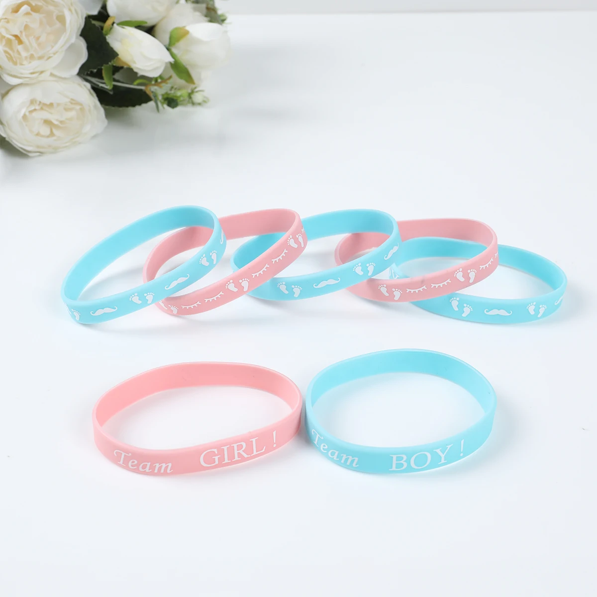10 Pezzi Ragazzo O Ragazza Gender Reveal Party Team Bride Bracciale Braccialetti Per Team Wendy Welcome Baby Shower Decoration Silicone
