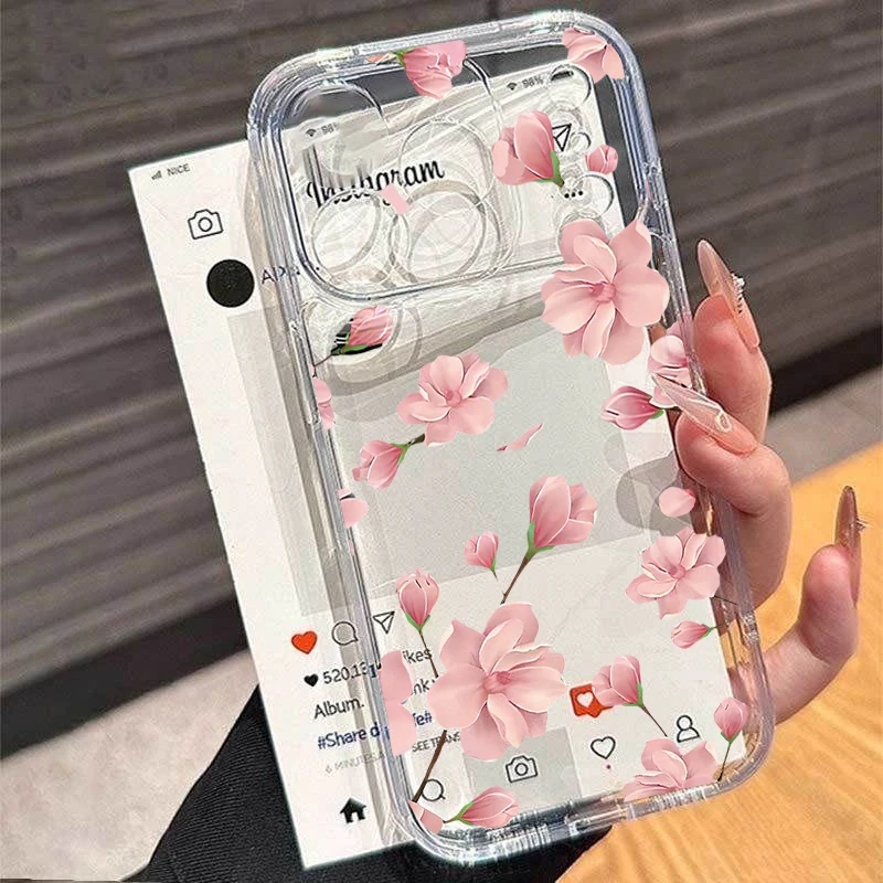 Clear Floral Soft Phone Case - Elegant Transparent Protective Cover