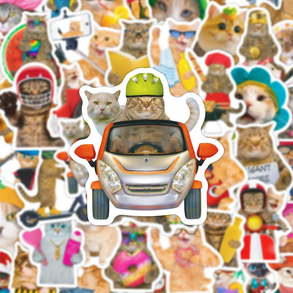 10/30/50PCS Cute Meme Animal Cat Kitty Stickers Graffiti Skateboard Guitar Stationery Waterproof Funny Kids Toys Decal Sticker 10 30 50pcs hedgehog animal scrapbooking stickers packs waterproof skateboard luggage motorcycle guitar graffiti kid toy decals