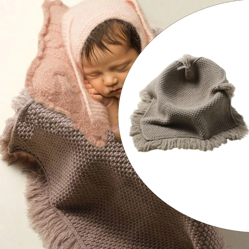 

Knitted Blanket Soft & Safe Newborn Photography Prop Blanket Posing Stuffer for Memorable Baby Shoots for Boys Girls