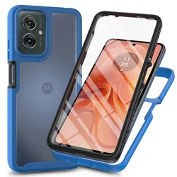 Sky Case with Screen Protector - Full 360 Degree Protection, Clear Phone Cover for Moto G35 (Dark Blue)