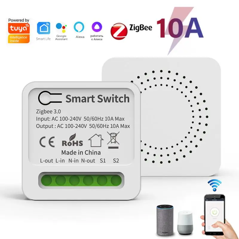 

Умный выключатель Zigbee3.0 с поддержкой Alexa Alice Home, 10/16 А
