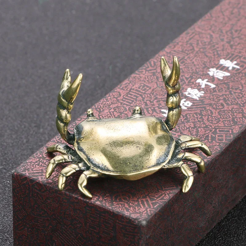 Pure Copper Crab Statue Ornaments Copper Handmade Antique Animal Miniature Statue Desk Ornaments Home Decoration