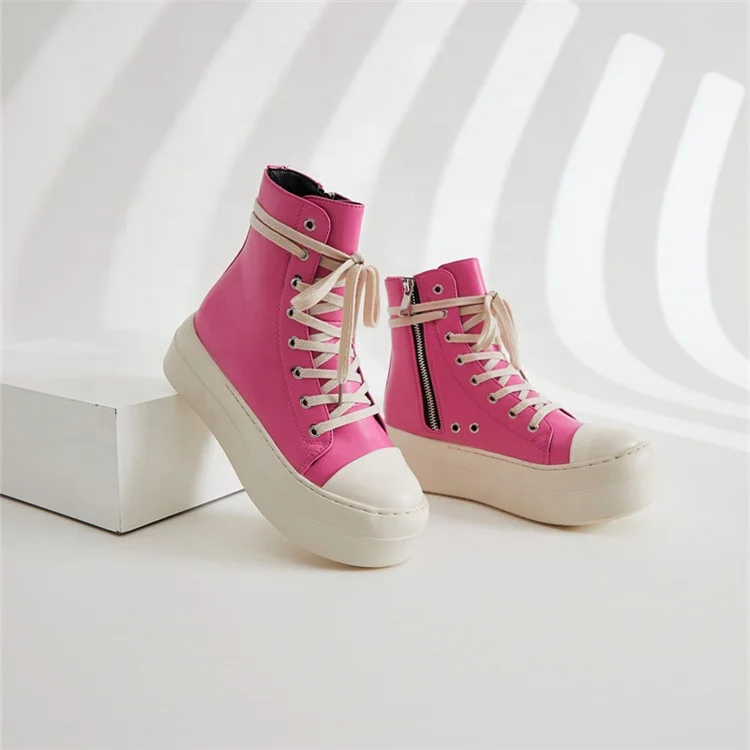 Thick Leather Sneakers Luxury Design Shoes women Casual Autumn Winter Boots