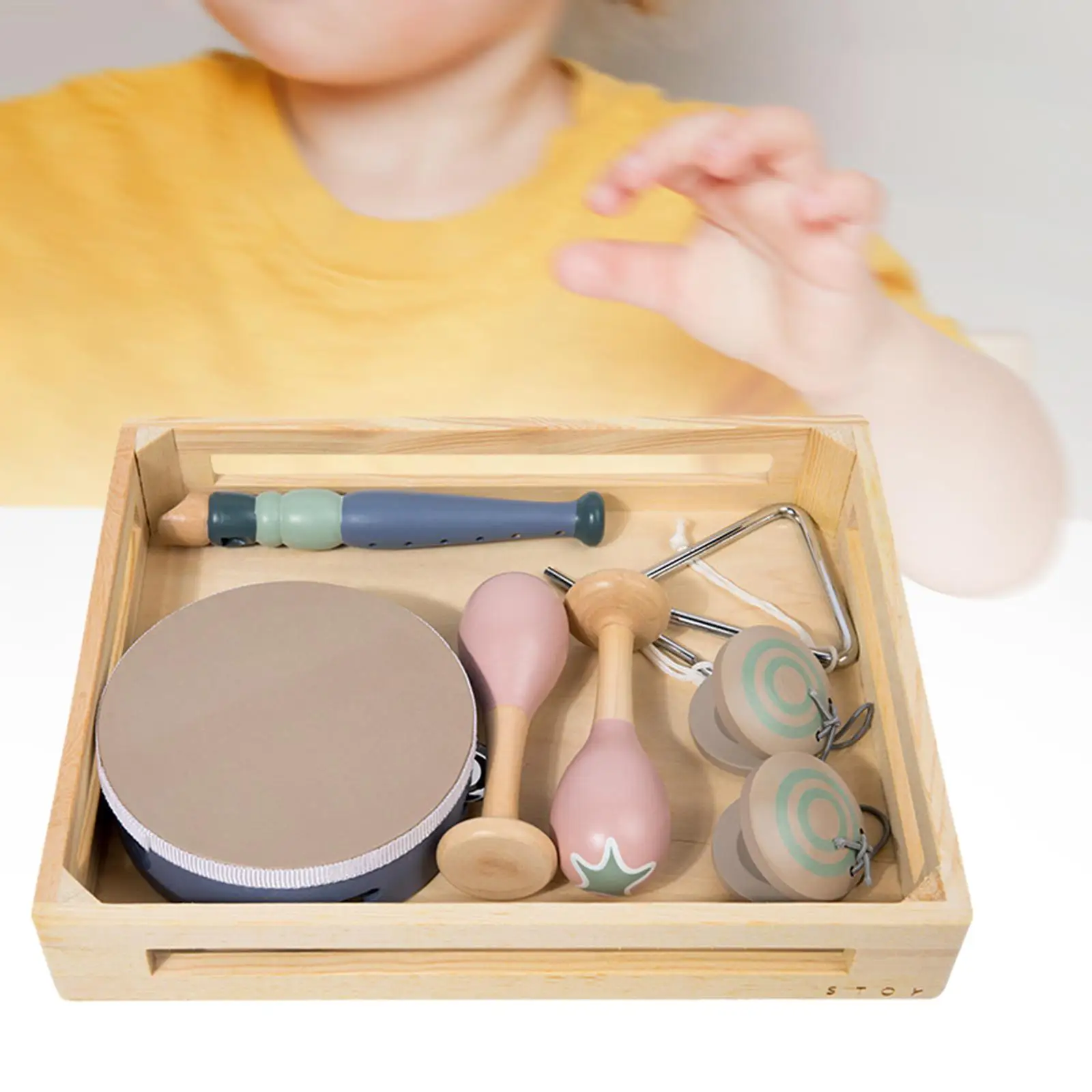 

Wooden Percussion Instruments Toy with Wood Tray for Preschool Ages 1 2 3 4