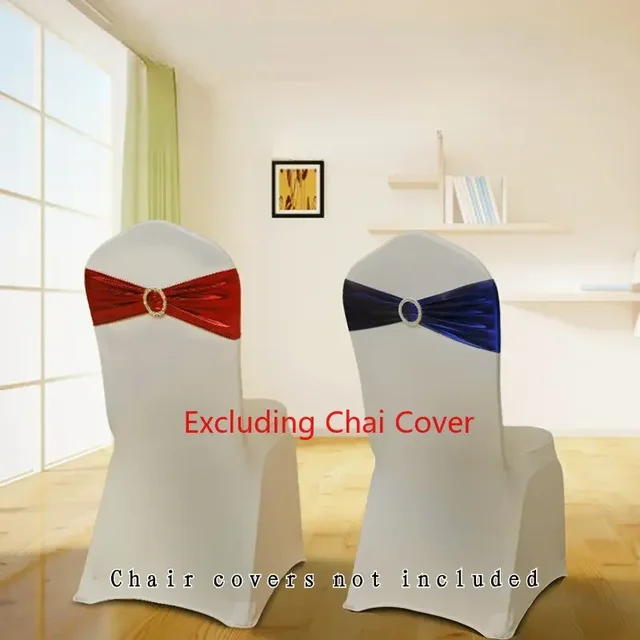 Metallic Gold Chair Sashes for Wedding Chair, Spandex Cover Band, Round Buckle, Party Decor, Cover not Included