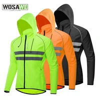 WOSAWE Thin Hooded Caps Reflective Running Jackets Windproof Water Rain Repellent Cycling Windbreaker Coat Bike Sports Jackets 1