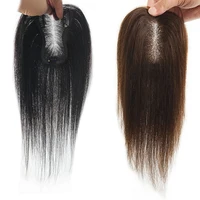 8x11cm Lace Women Topper 10inch Straight Human Hair Topper Piece with 3 Clips Natural Color Brown Color 1