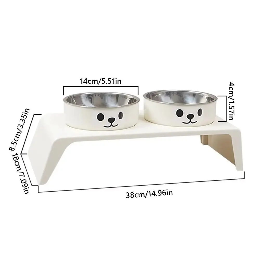 Double Bowls Cat Food Water Bowl Anti-flip Detachable Pet Water Feeder Container Multifunction Non-Slip Pet Food Dispenser