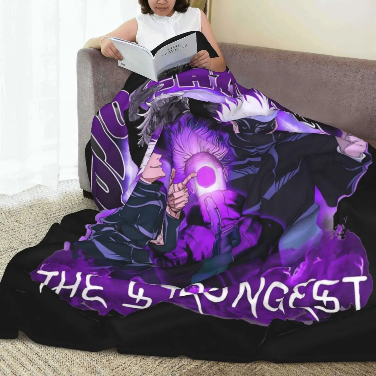 Gojo Satoru JJK Anime Blankets Flannel Decoration Multi-function Super Warm Throw Blanket for Home Car Quilt 3