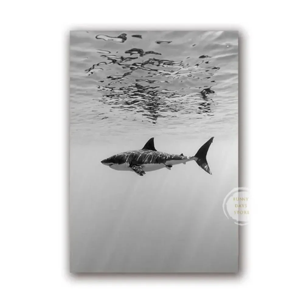 Great White Shark Ocean Giants Canvas Art - Nature Wall Decor Poster