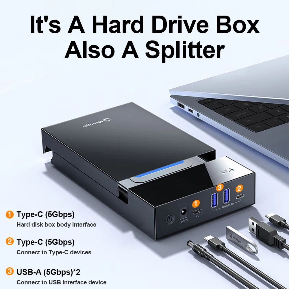 Meetiger 3.5 인치 HDD 도킹 스테이션 다기능 SATA 하드 디스크 Type-C 외장형 하드 드라이브(Usb 어댑터 허브 확장 포함)