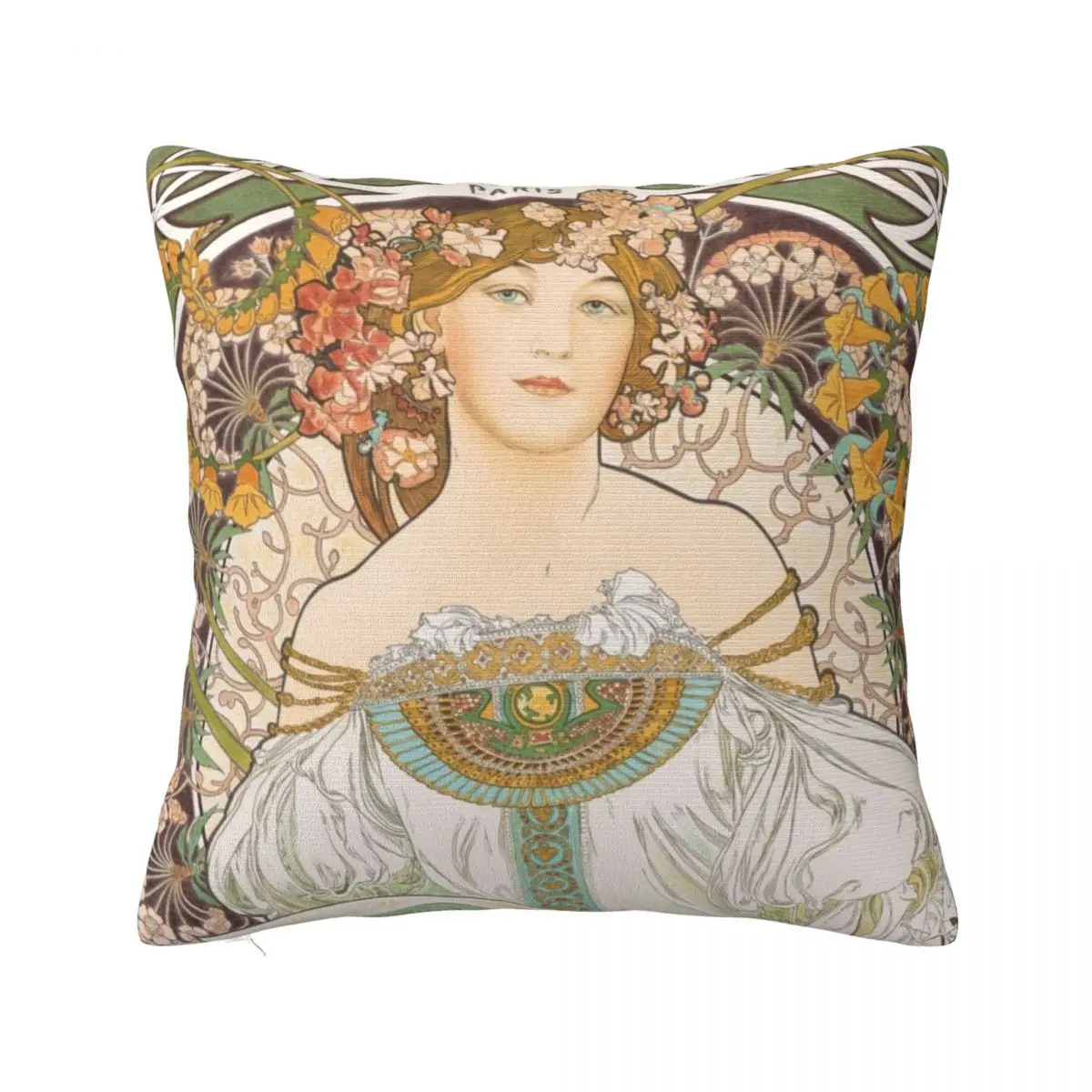 

HD. F. Champenois, by Alphonse Mucha HIGH DEFINITION (Original colors) Throw Pillow Throw Pillow Covers