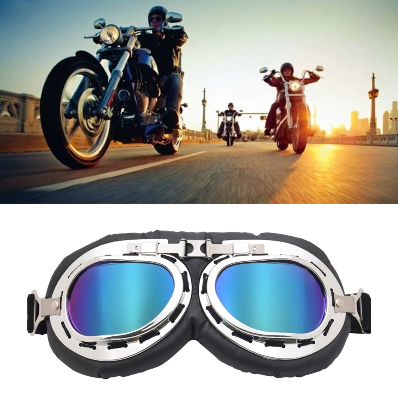 Windproof Retro Motorcycle Goggles Glasses Vintage Moto Classic Goggles for Pilot Style Steampunk ATV Bike Copper Helmet 3